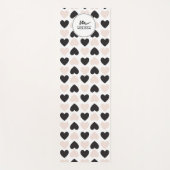 Moderne Blush Roze Zwart Liefde Harten Monogram Yogamat (Voorkant)