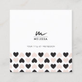 Moderne Blush Roze Zwart Liefde Harten QR Code Vierkante Visitekaartje (Voorkant)