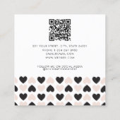 Moderne Blush Roze Zwart Liefde Harten QR Code Vierkante Visitekaartje (Achterkant)