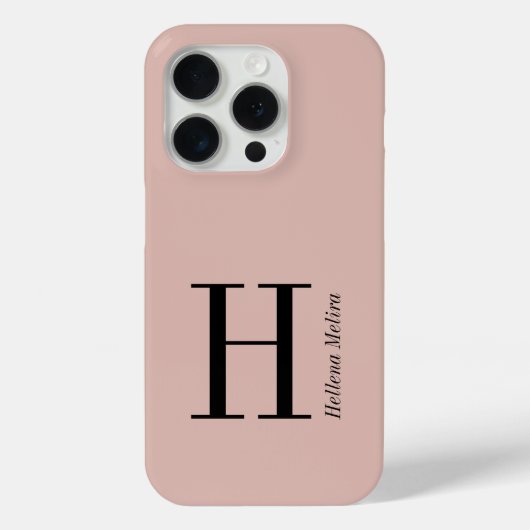 Moderne Blush Roze Zwarte Monogram Naam Case-Mate iPhone Case (Achterkant)