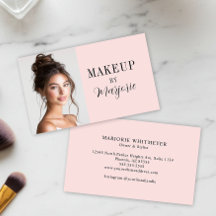 Moderne Blush Roze Zwarte Script Foto Make-up