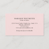 Moderne Blush Roze Zwarte Script Foto Make-up Visitekaartje (Achterkant)
