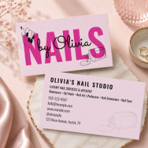 Moderne Blush Roze Zwarte Script Lijn-Kunst Nagel 