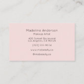 Moderne Blush Roze Zwarte Script Make-up Visitekaartje (Achterkant)