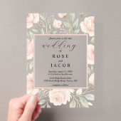 Moderne Blush Rozen Acryl Trouwuitnodiging Uitnodigingen (Insitu (Draagbaar))