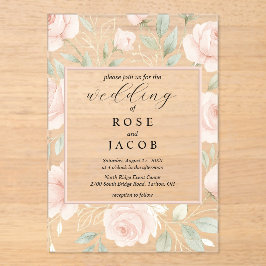 Moderne Blush Rozen Acryl Trouwuitnodiging Uitnodigingen