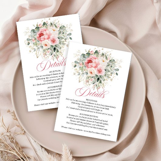 Moderne Blush Rozen Huwelijksdetails Kaart