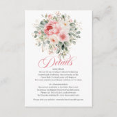 Moderne Blush Rozen Huwelijksdetails Kaart (Voorkant)