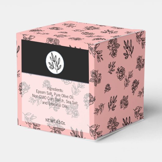 Moderne Blush Rozen & Leaves Line Art badbomdoos Bedankdoosjes (Achterkant)