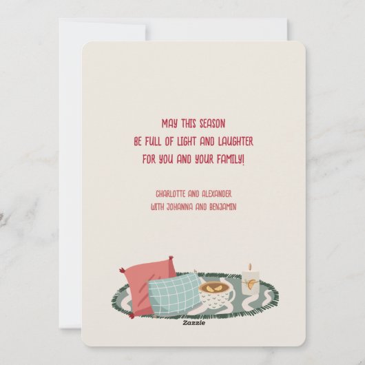 Moderne Blush Sledge Kerstgroet Feestdagenkaart (Achterkant)