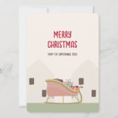 Moderne Blush Sledge Kerstgroet Feestdagenkaart (Voorkant)