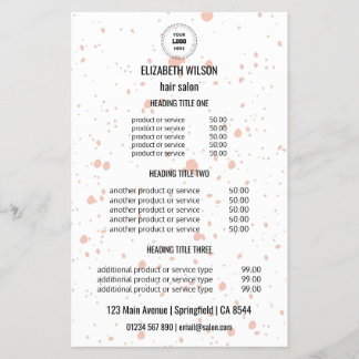 Moderne Blush Splatter Hair Salon Service Flyer