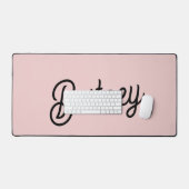 Moderne Blush Stof Roze Monogram en Naam Bureaumat (Keyboard & Muis)