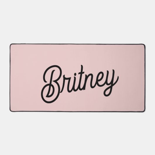 Moderne Blush Stof Roze Monogram en Naam Bureaumat (Voorkant)