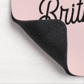 Moderne Blush Stof Roze Monogram en Naam Muismat (Hoek)