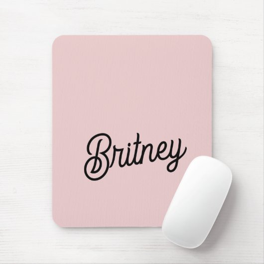 Moderne Blush Stof Roze Monogram en Naam Muismat (Met muis)