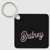 Moderne Blush Stof Roze Monogram en Naam Sleutelhanger (Voorkant)