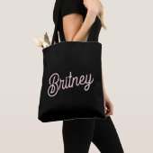 Moderne Blush Stof Roze Monogram en Naam  Tote Bag (Dichtbij)