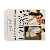 Moderne Blush Tan Save the Date 2 Foto Bruiloft Magneet (Horizontaal)