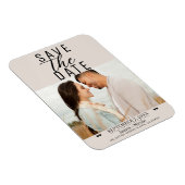 Moderne Blush Tan Save the Date Trouwfoto Magneet (Rechterzijde)