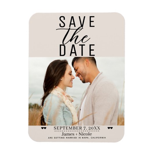 Moderne Blush Tan Save the Date Trouwfoto Magneet (Verticaal)