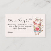 Moderne Blush Tea Party Bruids Wijn Raffle Informatiekaartje (Voorkant)