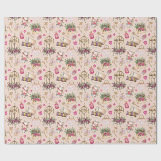 Moderne Blush Tea Party Cadeaupapier (Vlak)