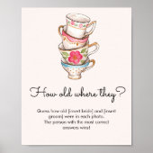 Moderne Blush Tea Party Hoe oud waren ze bruids Poster (Voorkant)