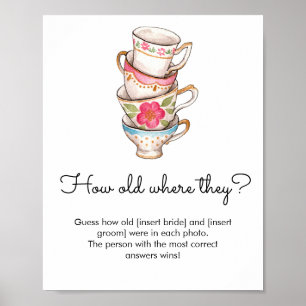 Moderne Blush Tea Party Hoe oud waren ze bruids Poster