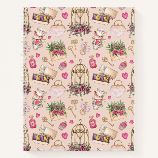Moderne Blush Tea Party Notitieboek (Voorkant)