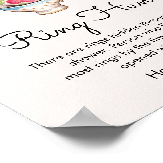 Moderne Blush Tea Party Ring Hunt Spel Bruids Poster (Hoek)