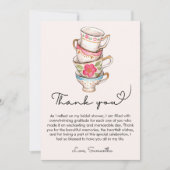 Moderne Blush Thee Party Bruiloftsborrel  Bedankkaart (Voorkant)