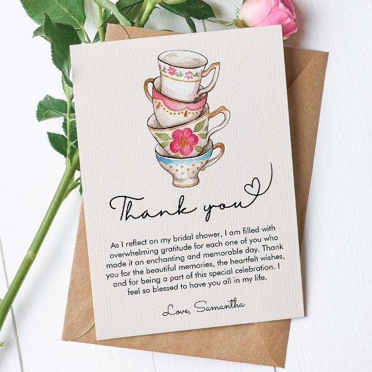 Moderne Blush Thee Party Bruiloftsborrel  Bedankkaart