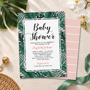 Moderne Blush Tropische Palmblad Baby Shower Kaart