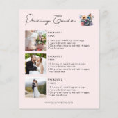 Moderne Blush Trouwfotografie Prijzen Flyer (Achterkant)