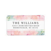 Moderne Blush Watercolor Trouw Retouradres Etiket (Voorkant)