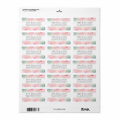 Moderne Blush Watercolor Trouw Retouradres Etiket (Full Sheet)