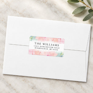 Moderne Blush Watercolor Trouw Retouradres Etiket