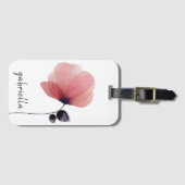 Moderne Blush Waterverf papaverbloem Bagagelabel (Voorkant (horizontaal))