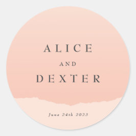 Moderne Blush Wedding Classic Round Sticker