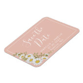 Moderne Blush & White Daisies slaan de datum op Magneet (Linkerzijde)