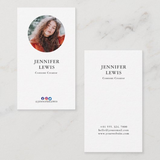Moderne Blush & White Foto Sociale Media Visitekaartje (Voorkant / Achterkant)