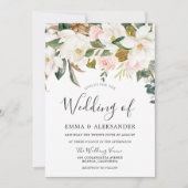 Moderne Blush & White Waterverf Flowers Wedding Kaart (Voorkant)