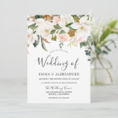 Moderne Blush & White Waterverf Flowers Wedding Kaart (Staand voorkant)