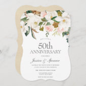 Moderne Blush Witte Bloem 50ste Huwelijksverjaarda Kaart (Voorkant / Achterkant)