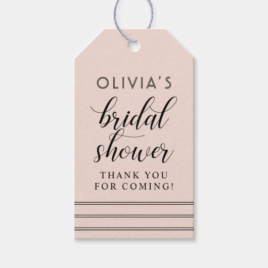 Moderne Blush Zwarte Script Trouw Bruiloft Favor Cadeaulabel (Voorkant)