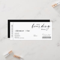 Moderne boarding pass verrassingsvliegticket