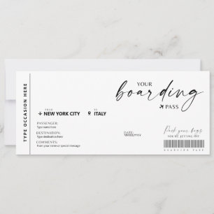 Moderne boarding pass verrassingsvliegticket kaart