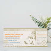 Moderne boardingpass tickets huwelijksuitnodiginge kaart (Staand voorkant)