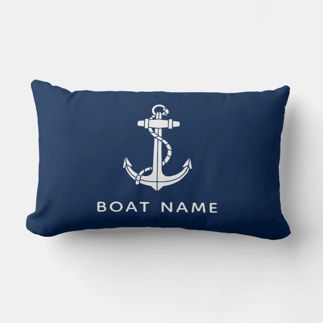Moderne Boat Naam Anker Minimalist Kussen (Voorkant)